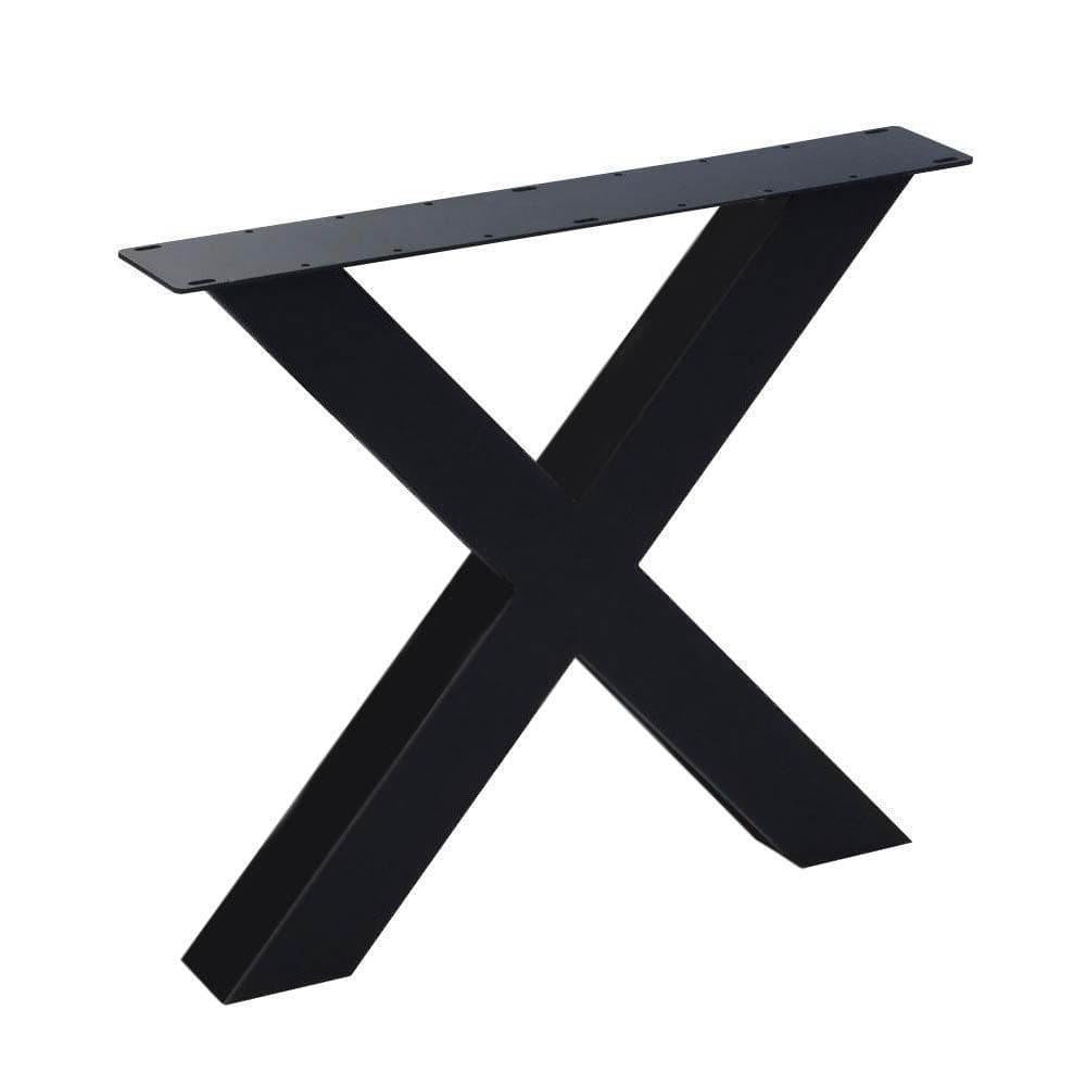 Stalen buiten X tafelpoot 75 bij 10 cm en hoogte 72 cm zwart (10 x 10 cm) (set van 2 stuks)