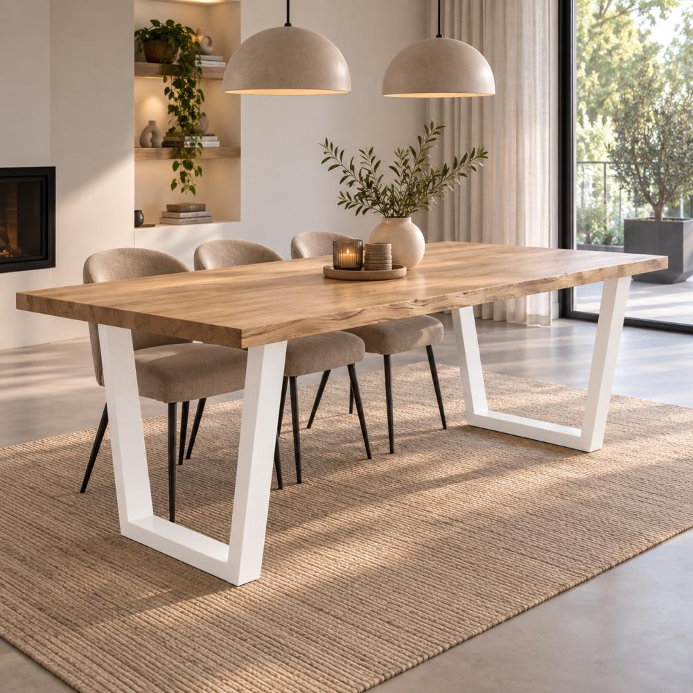 Stalen tafelpoot wit taps 75 bij 10 cm en hoogte 72 cm (4 x 10 cm) - 2 stuks