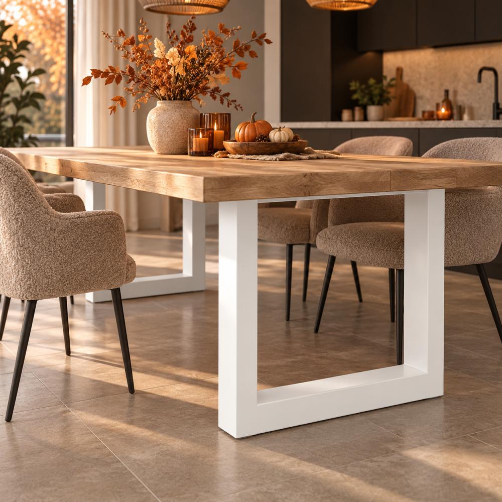Stalen U tafelpoot wit 75 bij 10 cm en hoogte 72 cm (10 x 10 cm) (set van 2 stuks)