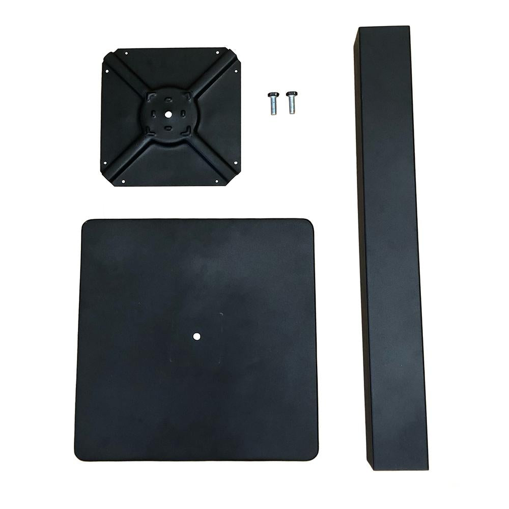 Stalen bistro tafelpoot met massieve plaat zwart vierkant koker 8 bij 8 cm en hoogte 71 cm
