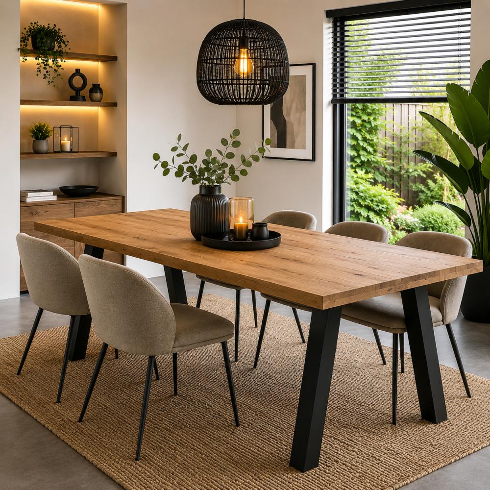 Stalen tafelpoot zwart trapezium 80 bij 10 cm en hoogte 72 cm (10 x 10 cm) (set van 2 stuks)