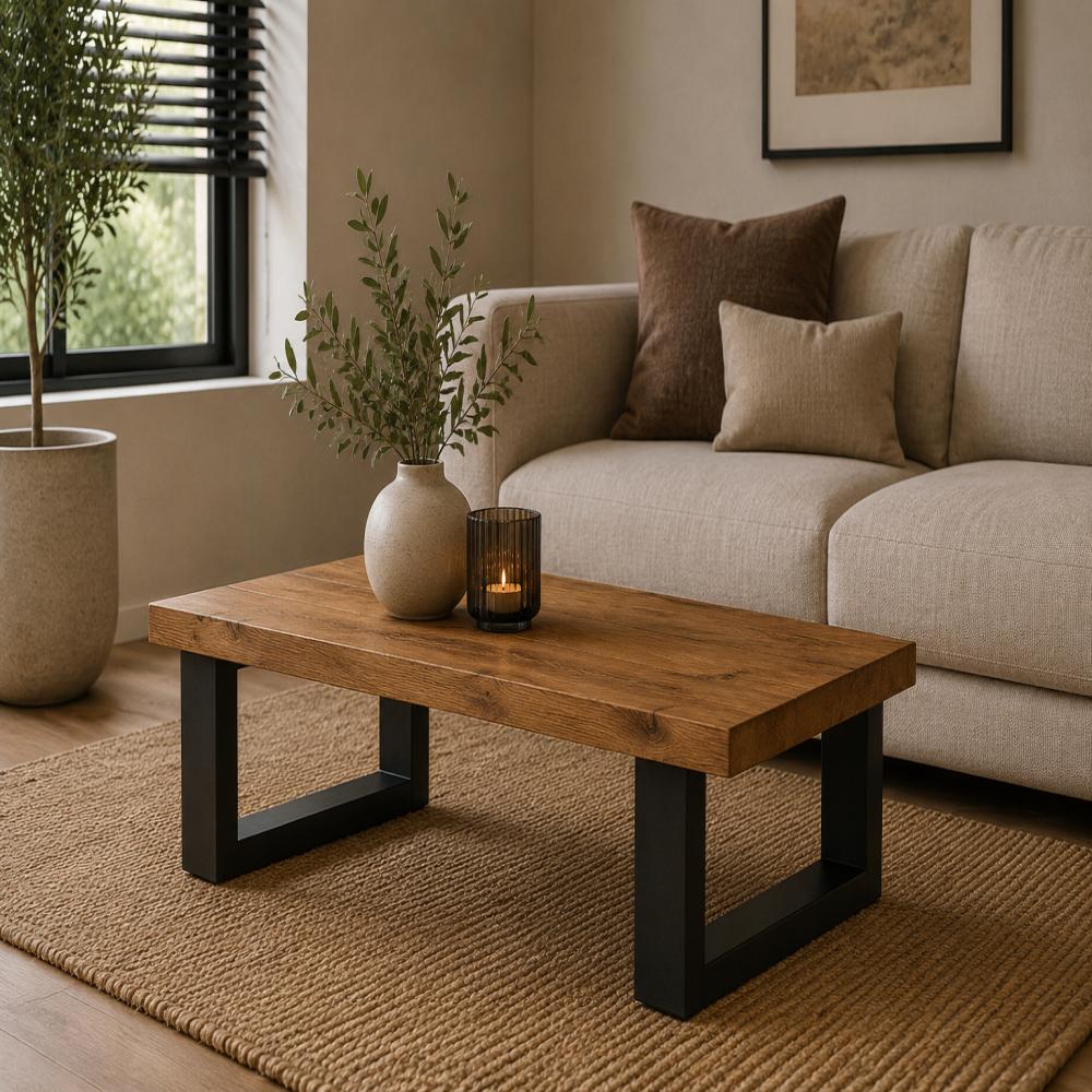 Stalen U tafelpoot zwart 55 bij 8 cm en hoogte 40 cm (8 x 8 cm) - 2 stuks