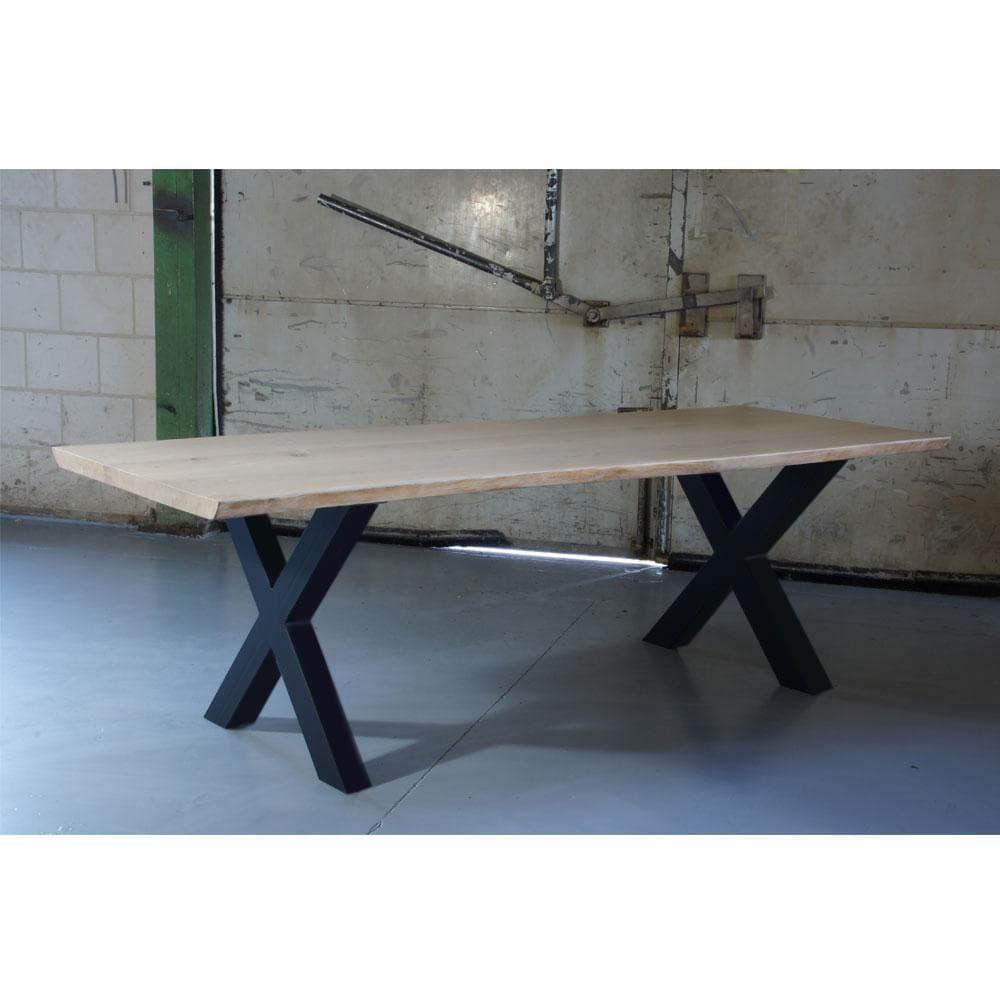 Premium stalen X tafelpoot 76 bij 10 cm en hoogte 72 cm zwart (10 x 10 cm) (set van 2 stuks)