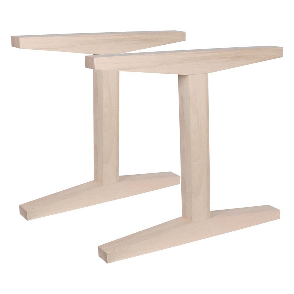 Tafelpoot  i vorm 78 bij 8 cm en hoogte 72 cm  van massief hout - 2 stuks