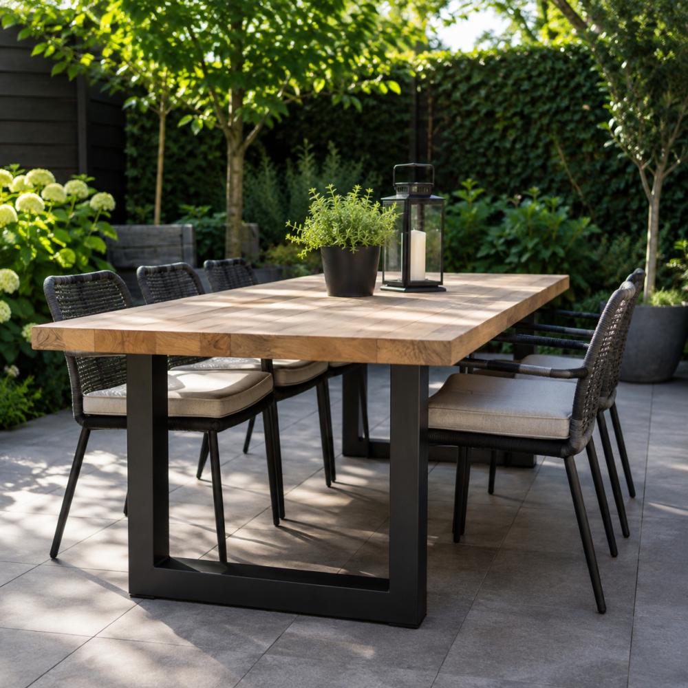 Stalen buiten U tafelpoot zwart 70 bij 10 cm en hoogte 72 cm  (4 x 10 cm) (set van 2 stuks)