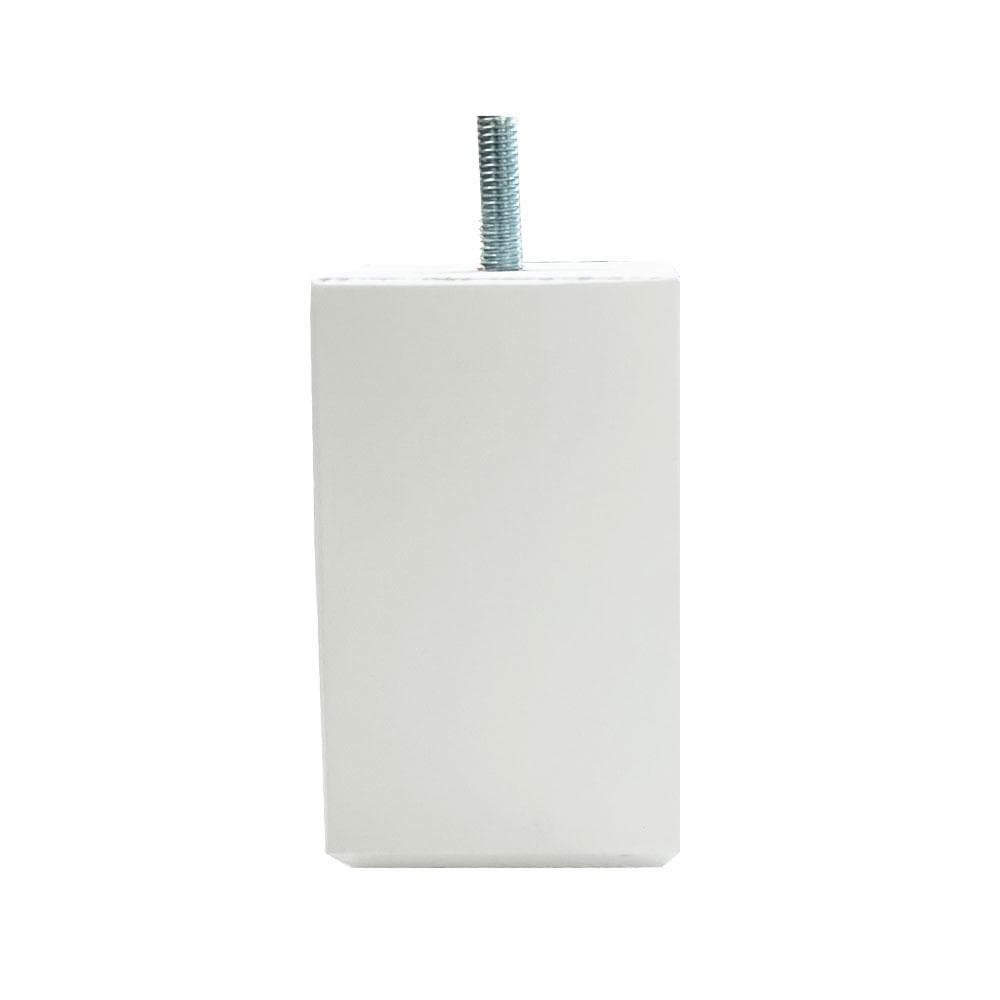 Meubelpoot wit vierkant 6 bij 6 cm en hoogte 10 cm  van massief hout (M8)  (set van 4 stuks)