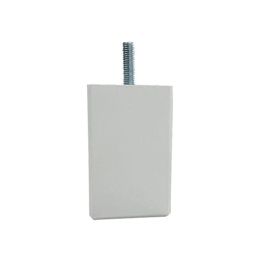 Meubelpoot wit vierkant 5 bij 5 cm en hoogte 8 cm  van massief hout (M8)  (set van 4 stuks)