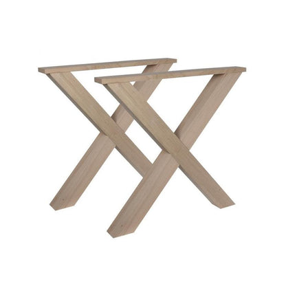 X-poot  x vorm 78 bij 8 cm en hoogte 72 cm  van hout, 8 x 8 cm - 2 stuks
