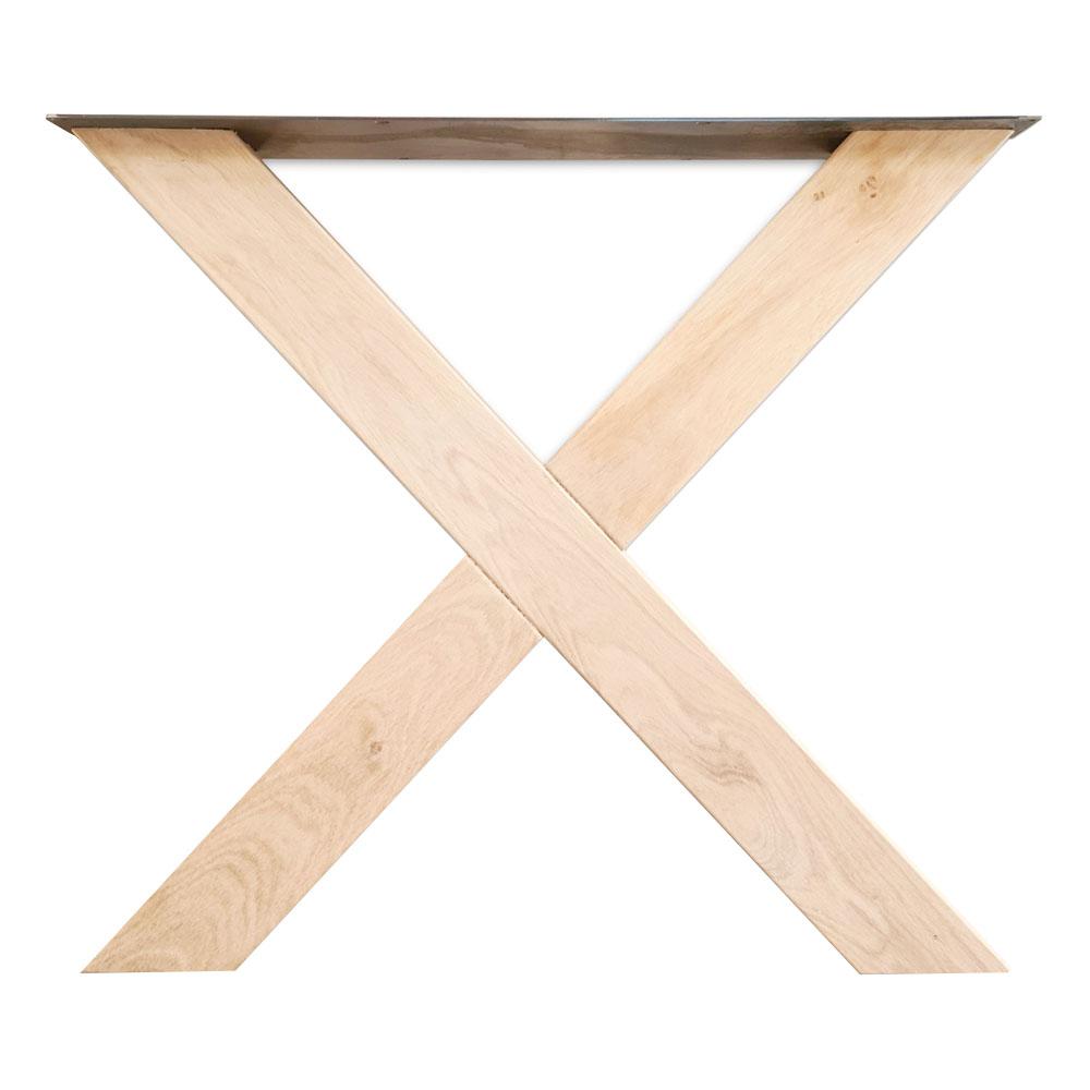 X-poot massief eikenhout 82 bij 10 cm en hoogte 73 cm (10 x 10 cm) (set van 2 stuks)