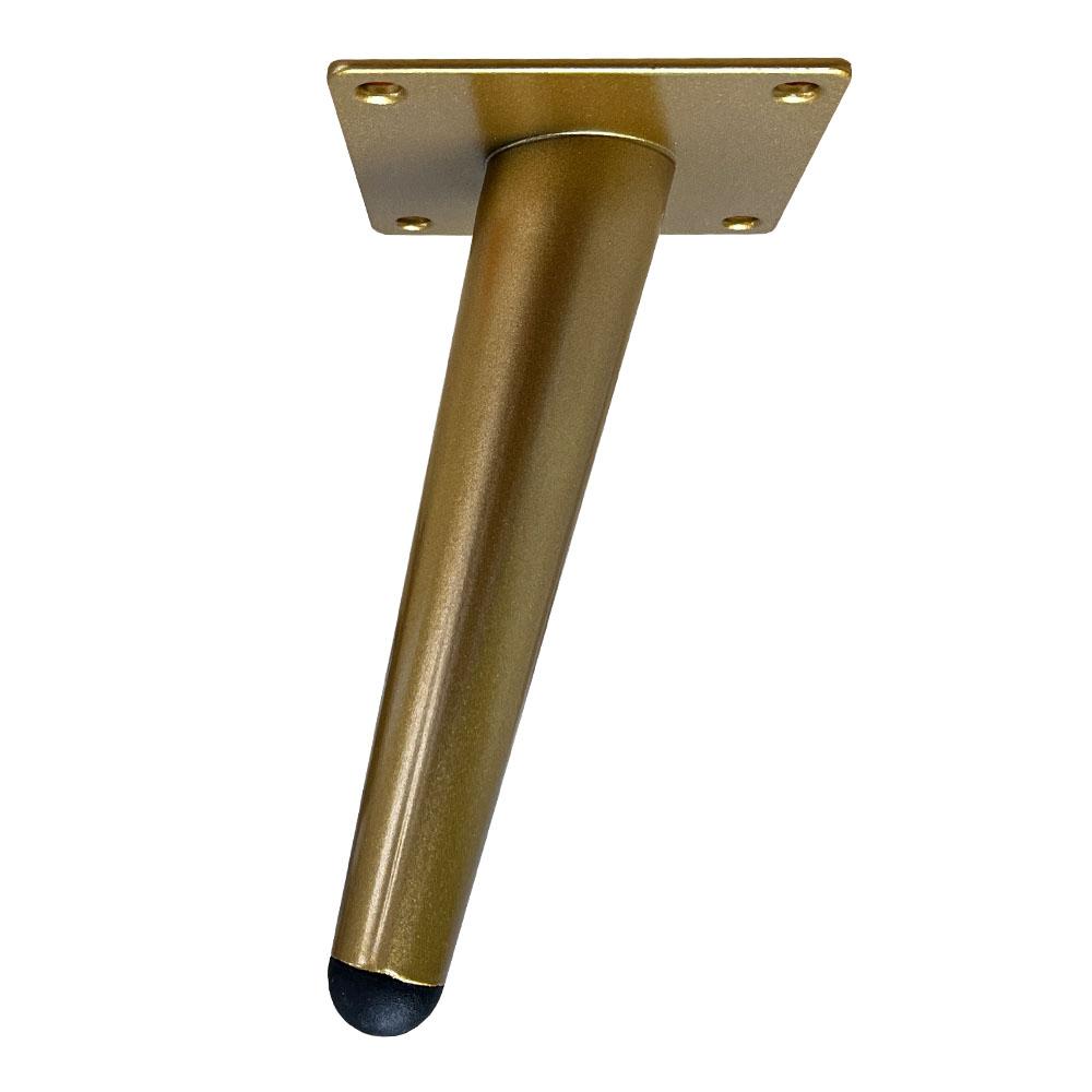 Stalen schuine meubelpoot goud conisch ø 3,5 cm / 2 cm en hoogte 15 cm  (set van 4 stuks)