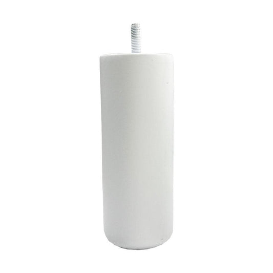 Meubelpoot wit rond Ø 5,7 cm en hoogte 15 cm  van massief hout (M8)  (set van 4 stuks)