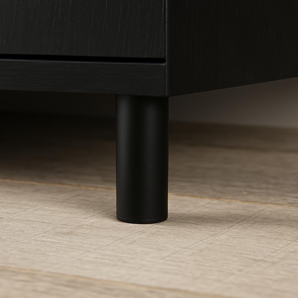 Stalen verstelbare meubelpoot zwart rond ø 3 cm en hoogte 9,5 cm  (set van 4 stuks)