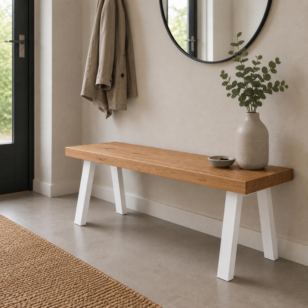 Stalen tafelpoot wit trapezium 39 bij 4 cm en hoogte 40 cm  (4 x 10 cm) - 2 stuks