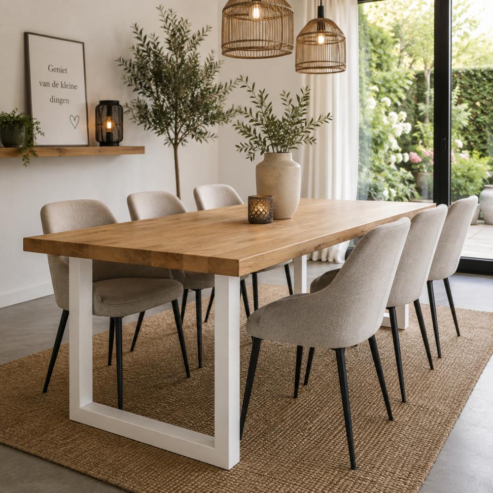 Stalen U tafelpoot wit 70 bij 10 cm en hoogte 72 cm  (4 x 10 cm) (set van 2 stuks)