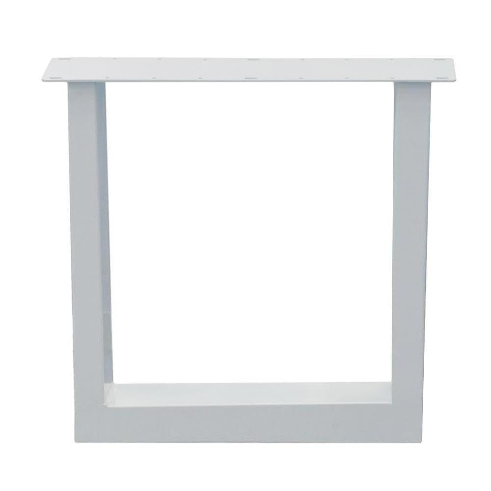 Stalen U tafelpoot wit 75 bij 10 cm en hoogte 72 cm  (10 x 10 cm) (set van 2 stuks)