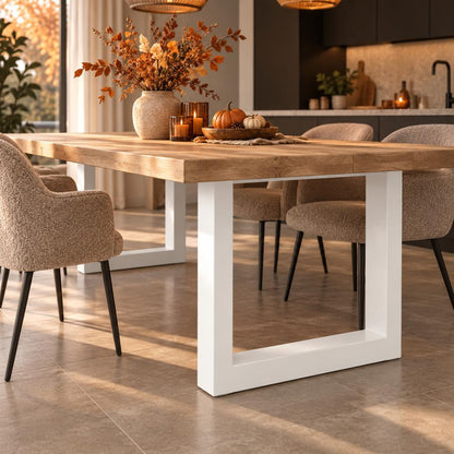 Stalen U tafelpoot wit 75 bij 10 cm en hoogte 72 cm  (10 x 10 cm) (set van 2 stuks)