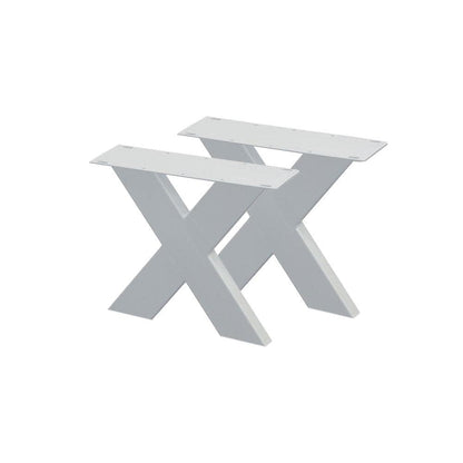 Stalen X bankpoten 36 bij 4 cm en hoogte 40 cm wit (4 x 10 cm) - 2 stuks