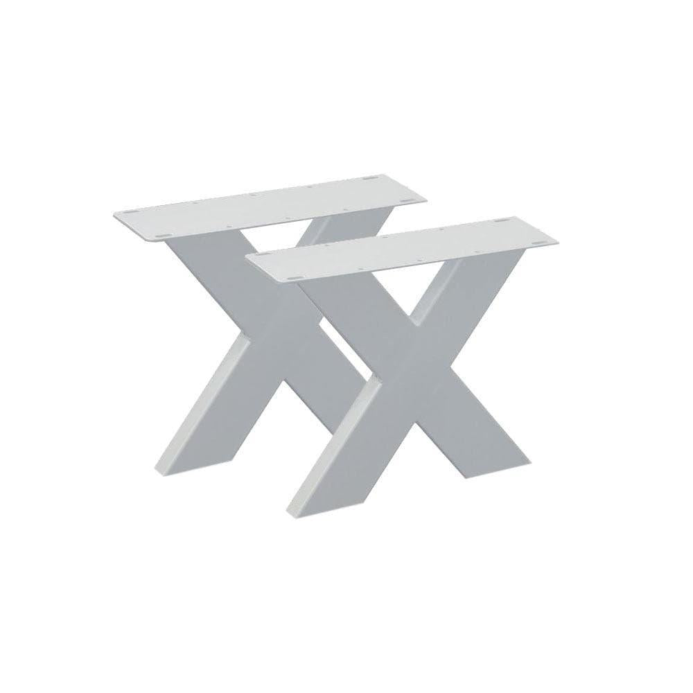 Stalen X bankpoten 36 bij 4 cm en hoogte 40 cm wit (4 x 10 cm) - 2 stuks