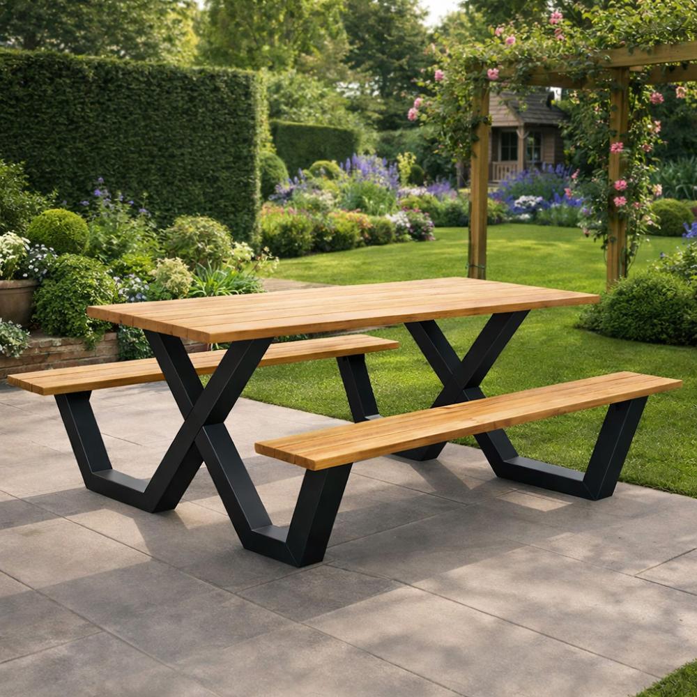 Picknick X tafelpoot 179 lang en hoogte 71 cm (8 x 8 cm) (set van 2 stuks)