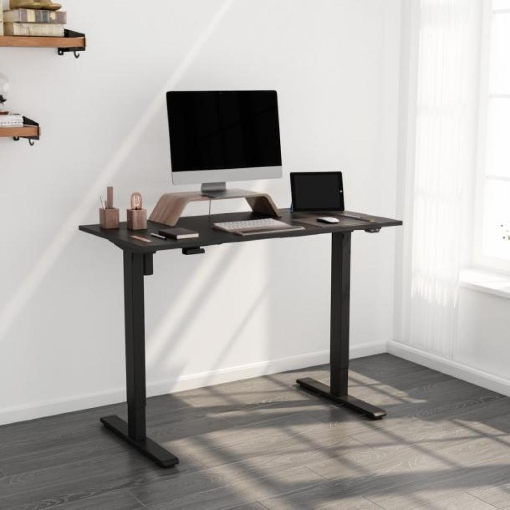 Hoogwaardig zit-sta bureau max 200cm breed zwart gepoedercoat elektrisch verstelbaar van 71 tot 120 cm