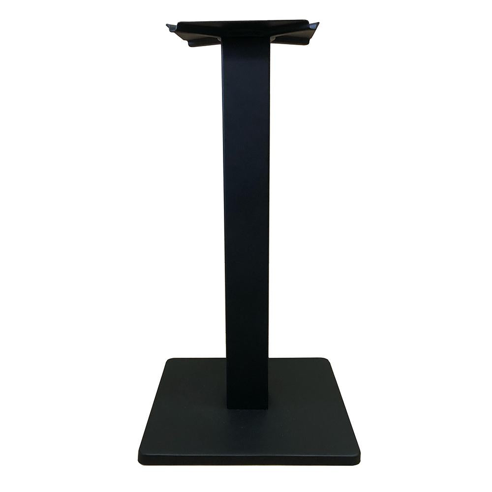 Stalen bistro tafelpoot met massieve plaat zwart vierkant koker 8 bij 8 cm en hoogte 71 cm