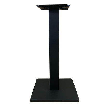 Stalen bistro tafelpoot met massieve plaat zwart vierkant koker 8 bij 8 cm en hoogte 71 cm