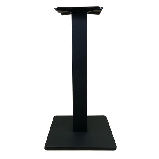 Stalen bistro horeca tafelpoot met massieve plaat zwart vierkant koker 8 bij 8 cm en hoogte 71 cm