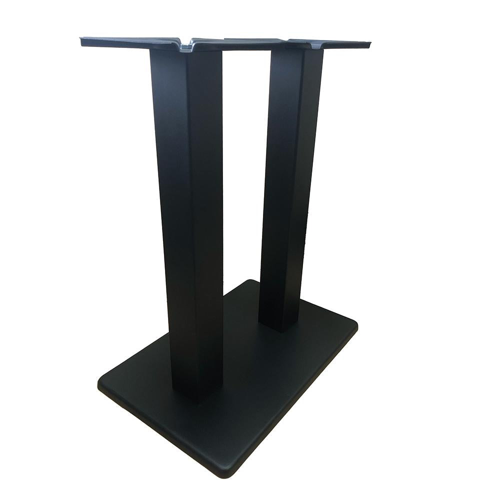 Stalen bistro horeca tafelpoot met massieve plaat en dubbele staander zwart vierkant koker 8 bij 8 cm en hoogte 71 cm