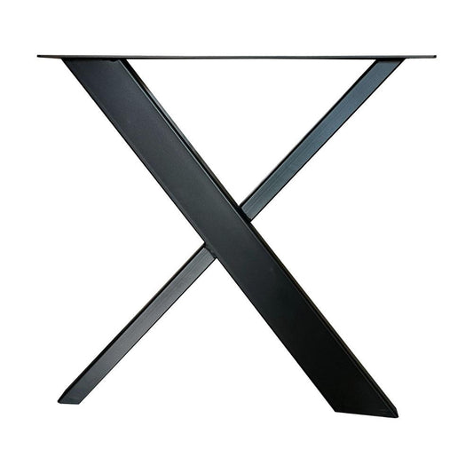 Stalen design X poot 78 bij 17 cm en hoogte 72  cm zwart (10 x 4 cm) (set van 2 stuks)