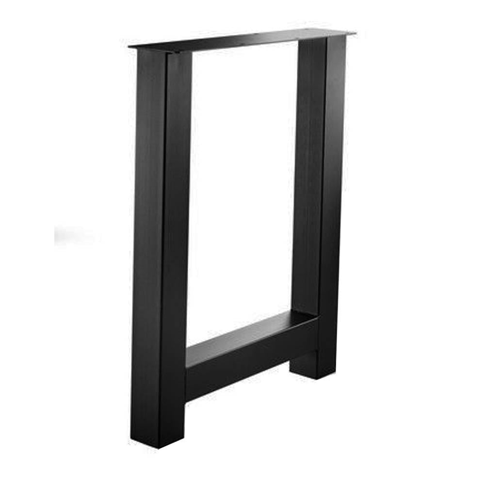 Stalen H tafelpoot zwart 78 bij 10 cm en hoogte 105 cm  (10 x 10 cm) (set van 2 stuks)