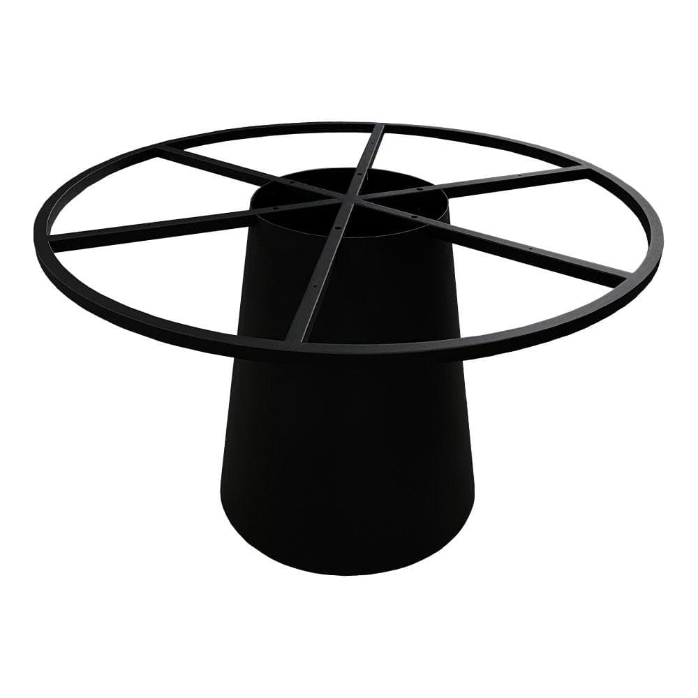 Stalen kegel tafelpoot zwart conisch 65 bij 65 cm en hoogte 74 cm met wiel ø 100 cm