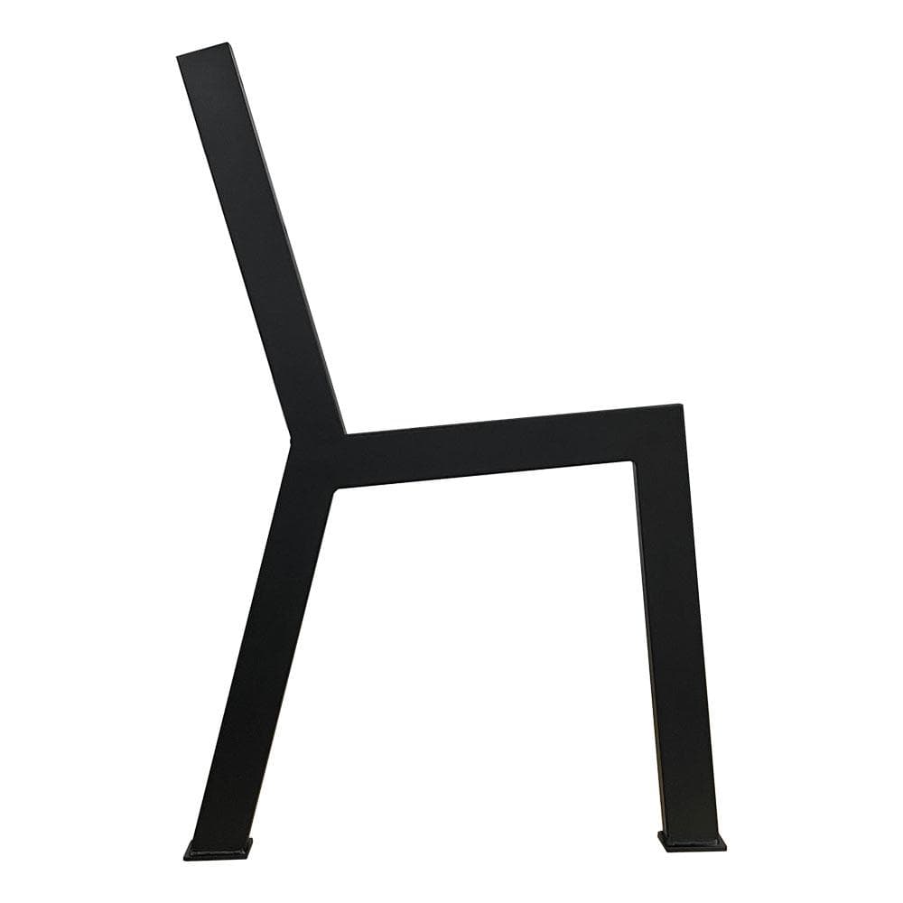 Stalen bankpoot zwart voor buiten H vorm 2,5 bij 51,5 cm en hoogte 76 cm  (2,5 x 5 cm) (set van 2 stuks)