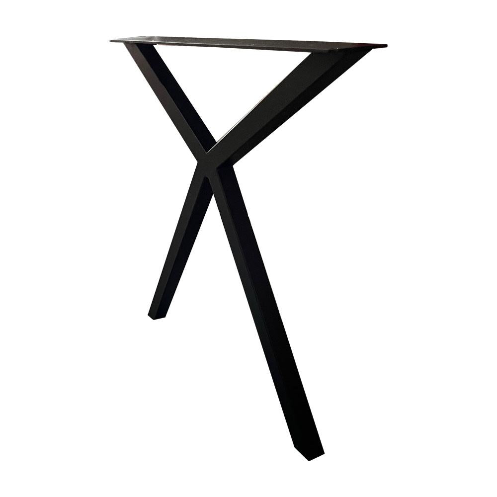 Stalen smalle Y tafelpoot 76 bij 4 cm en hoogte 72  cm zwart (4 x 4 cm) (set van 2 stuks)