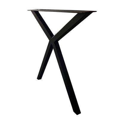 Stalen smalle Y tafelpoot 76 bij 4 cm en hoogte 72  cm zwart (4 x 4 cm) (set van 2 stuks)