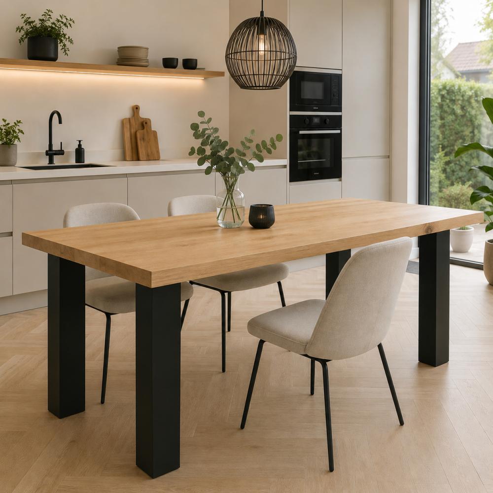 Stalen N tafelpoot zwart 76 bij 10 cm en hoogte 72 cm  (10 x 10 cm) (set van 2 stuks)