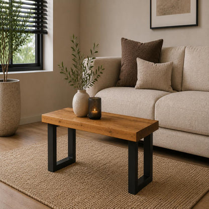 Stalen U tafelpoot zwart 38 bij 8 cm en hoogte 43 cm  (8 x 8 cm) - 2 stuks