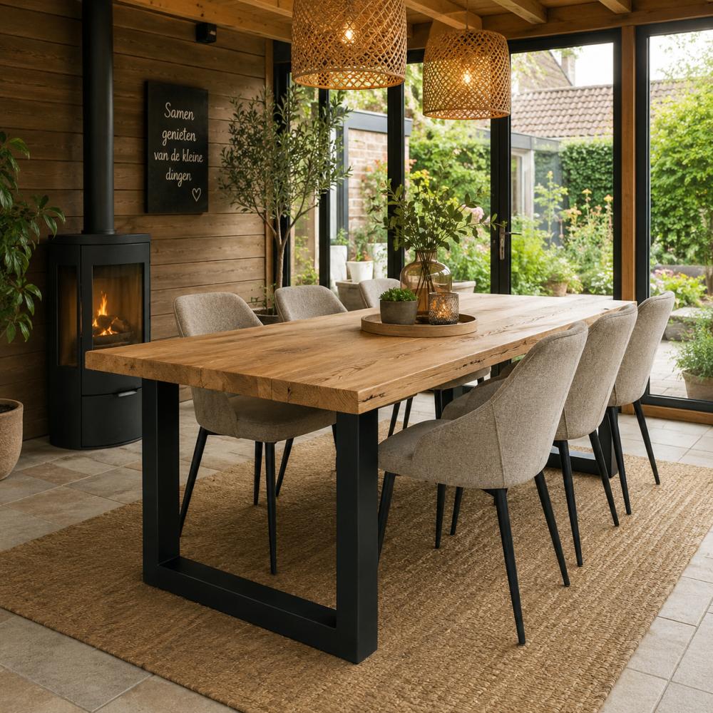 Premium stalen U tafelpoot zwart 75 bij 10 cm en hoogte 72 cm  (5 x 10 cm) (set van 2 stuks)
