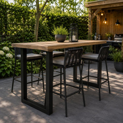 Stalen buiten U tafelpoot zwart 60 bij 8 cm en hoogte 100 cm  (8 x 8 cm) - geschikt voor buiten (set van 2 stuks)