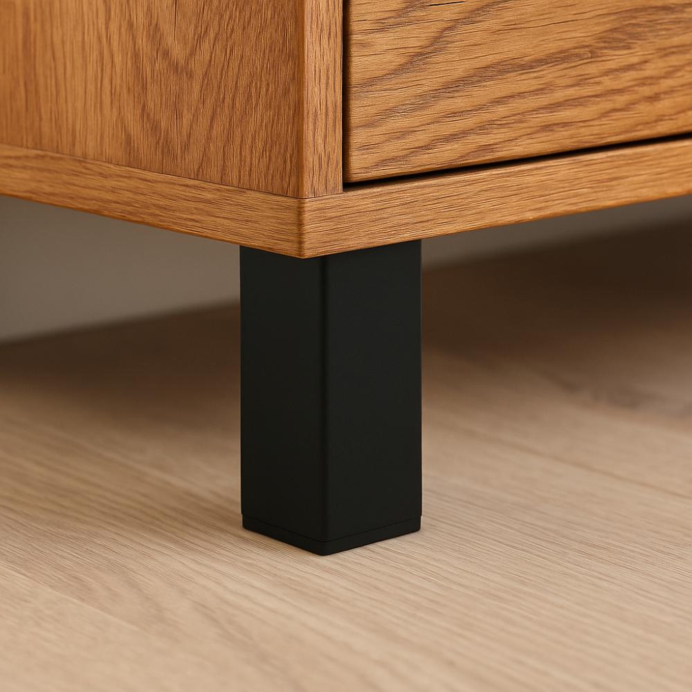 Stalen meubelpoot zwart vierkant 5 bij 5 cm en hoogte 10 cm  (5 x 5 cm) (set van 4 stuks)