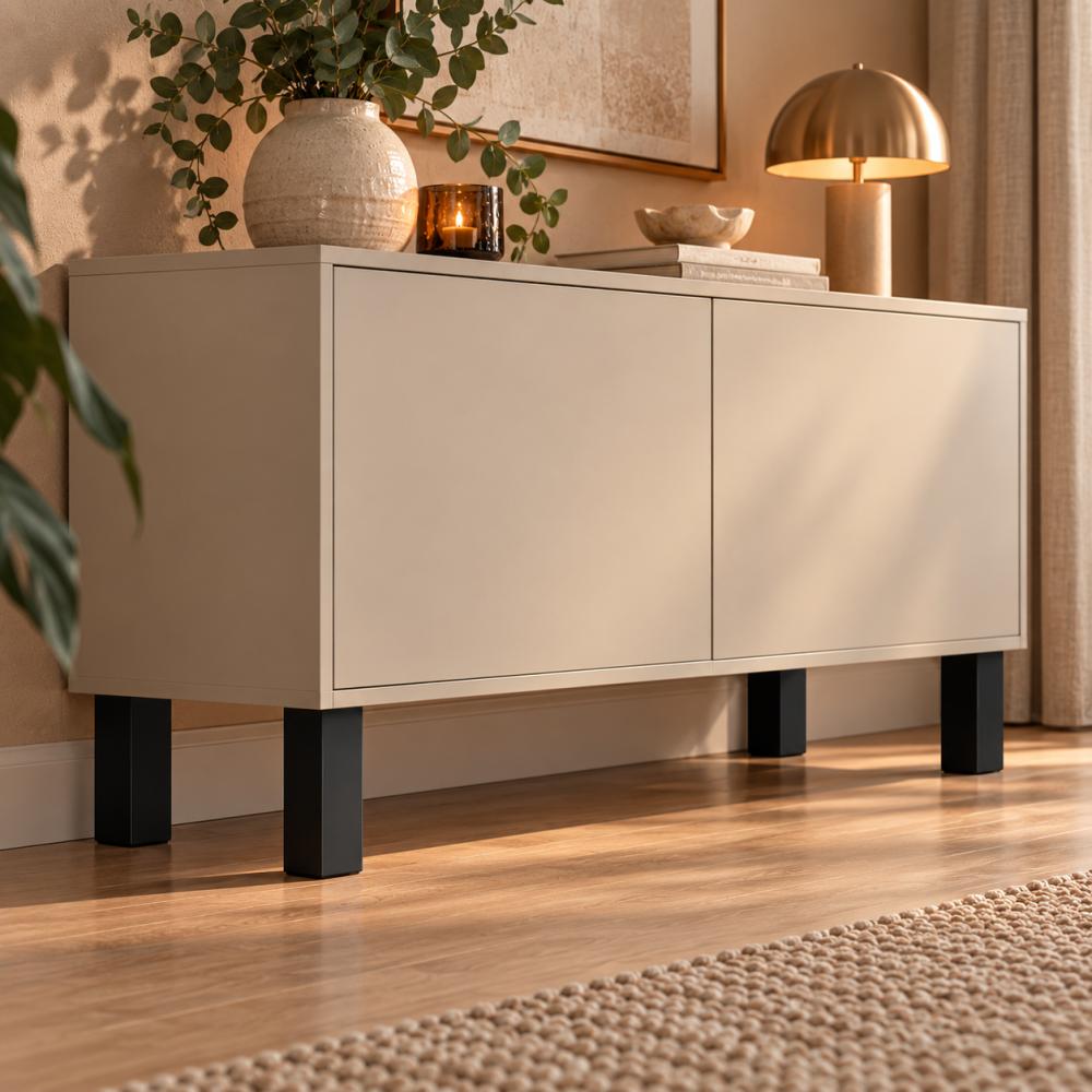 Stalen meubelpoot zwart vierkant 5 bij 5 cm en hoogte 15 cm  (set van 4 stuks)