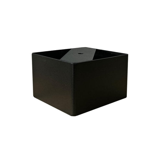 Stalen meubelpoot zwart vierkant 10 bij 10 cm en hoogte 5 cm  (set van 4 stuks)
