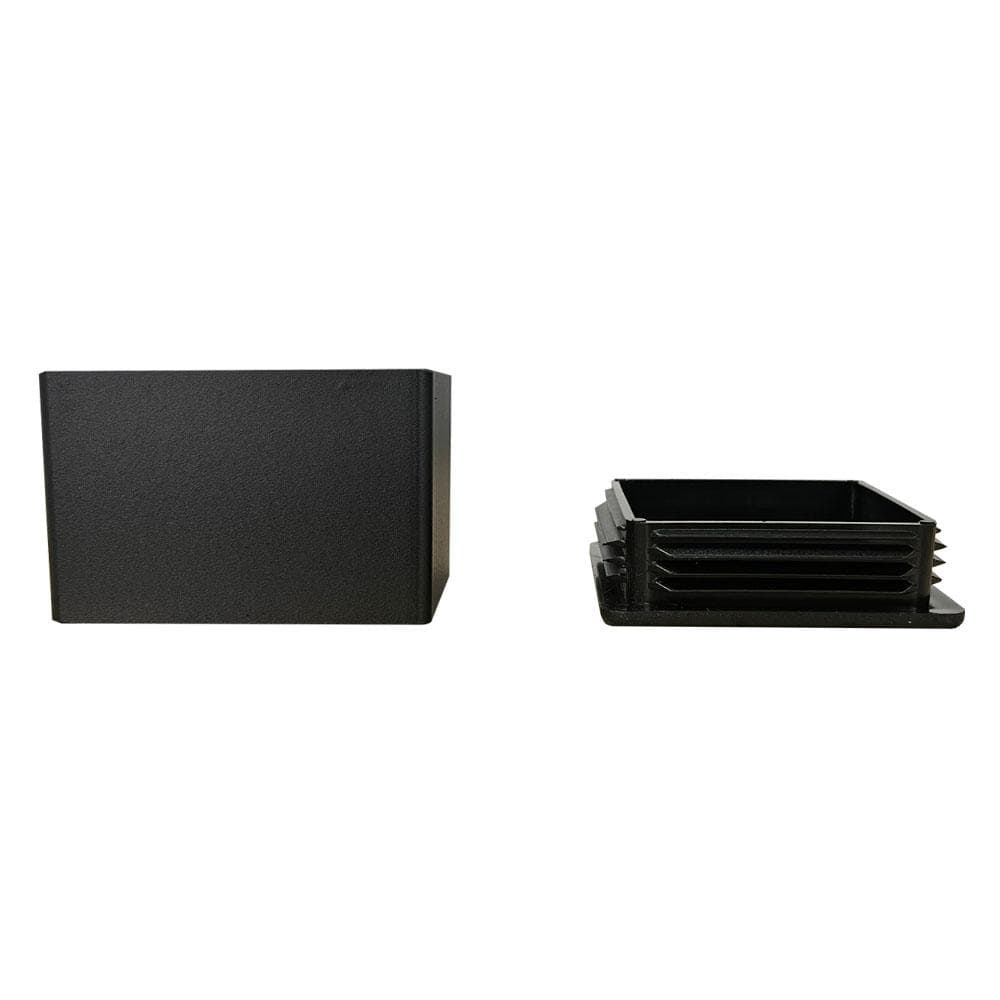 Stalen meubelpoot zwart vierkant 10 bij 10 cm en hoogte 5 cm  (set van 4 stuks)