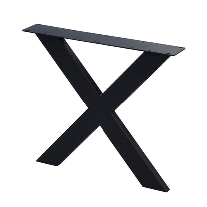 Stalen X tafelpoot 75 bij 4 cm en hoogte 72 cm zwart (4 x 10 cm) (set van 2 stuks)