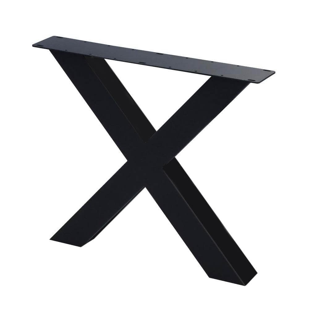 Premium stalen X tafelpoot 75 bij 10 cm en hoogte 72 cm zwarte gepoedercoat (10 x 10 cm) (set van 2 stuks)