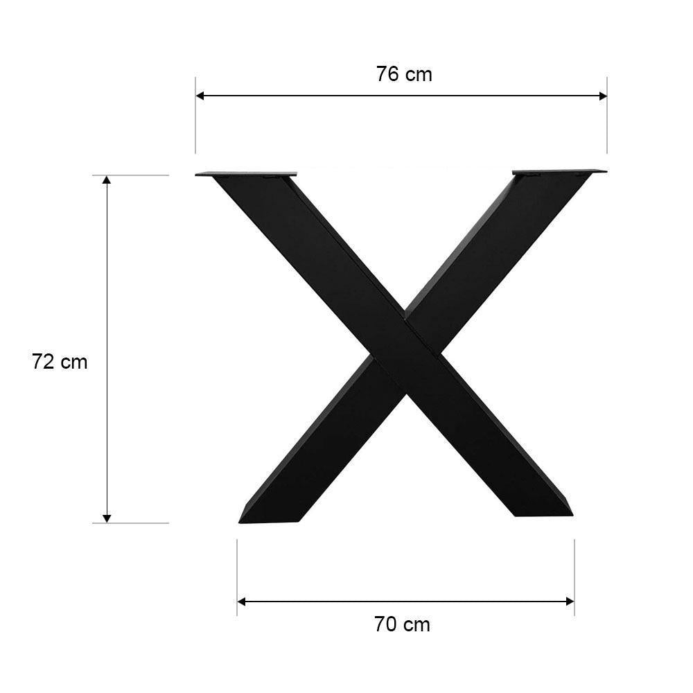 Premium stalen X tafelpoot 76 bij 10 cm en hoogte 72 cm zwart (10 x 10 cm) (set van 2 stuks)