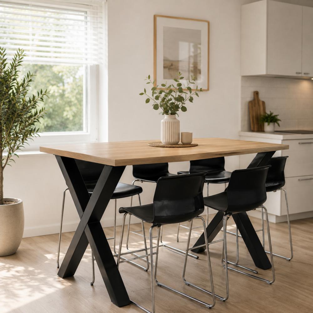 Stalen X tafelpoot zwart 66 bij 10 cm en hoogte 105 cm  (10 x 10 cm) (set van 2 stuks)